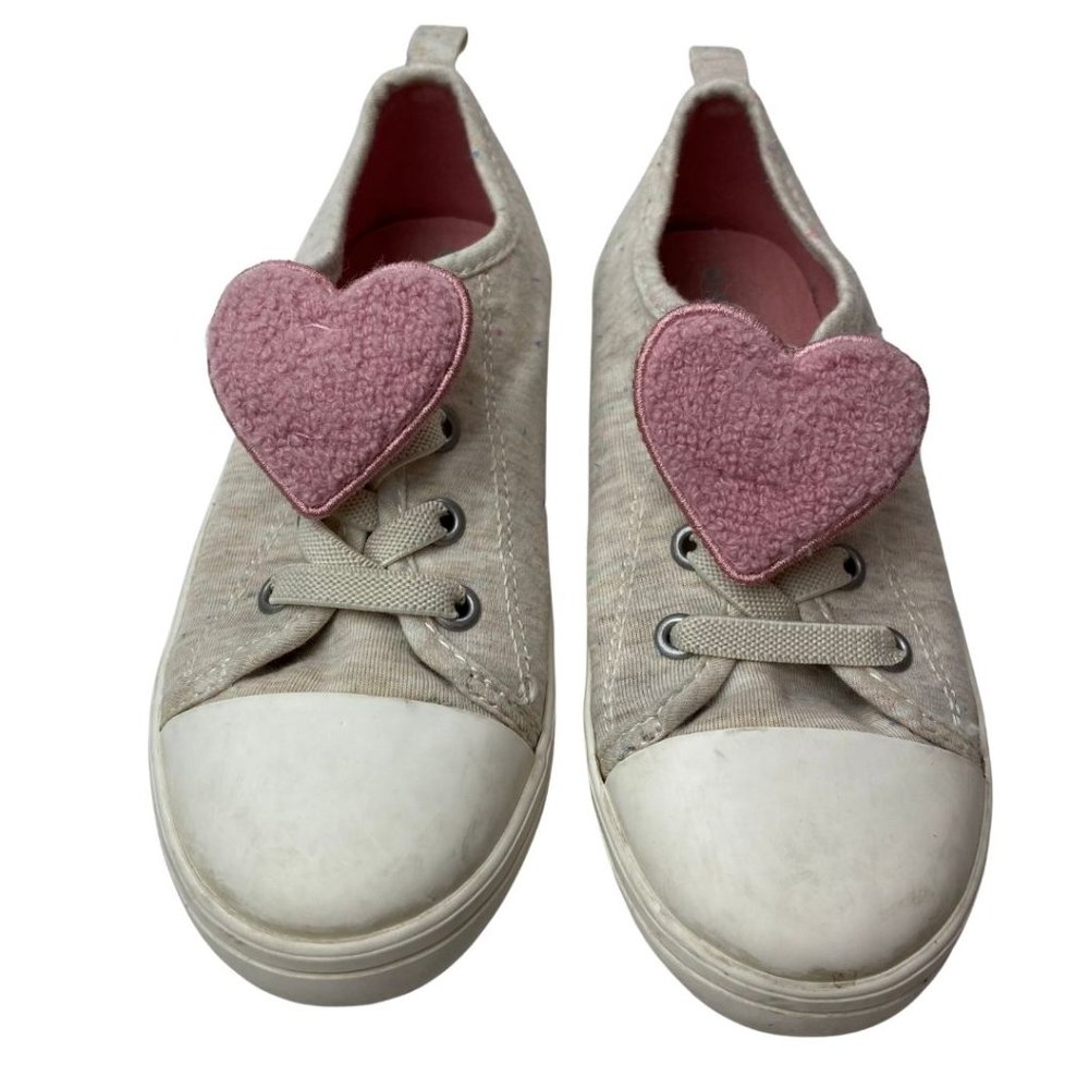 Old Navy Cream with Pink Heart Girls' Sneaker Size 10 - Picture 3 of 5